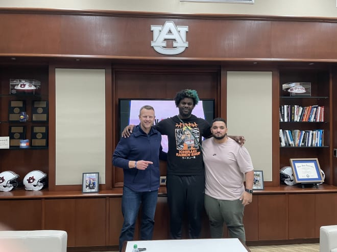 Jeffrey M'ba with Bryan Harsin on his visit.