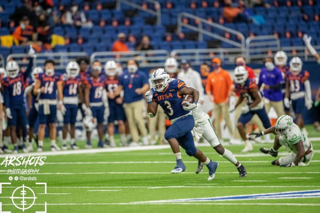 Sincere McCormick set a new school record with 251 yards rushing in the win against North Texas in 2020.