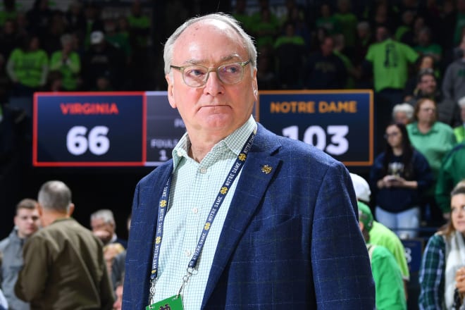 Notre Dame vice president and director of athletics Jack Swarbrick at a basketball game