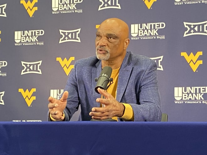 Darryl Talley speaks during a press conference on Saturday, hours before his jersey was officially retired.