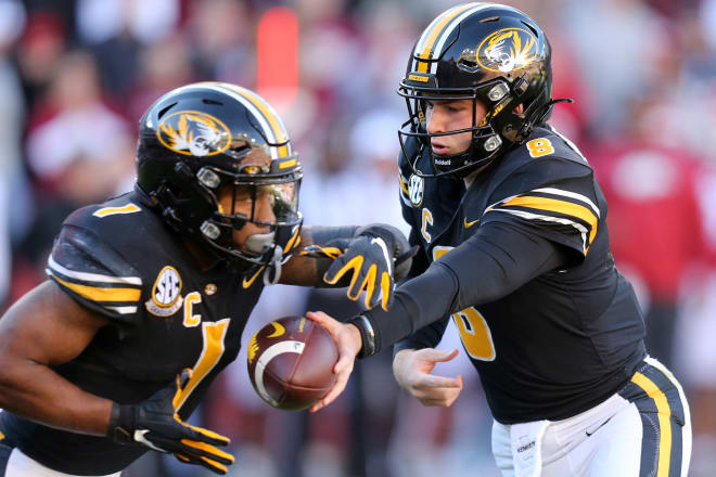Missouri running back Tyler Badie ran for 219 yards on 41 carries at Arkansas and broke the Missouri record for rushing yards in a single season.