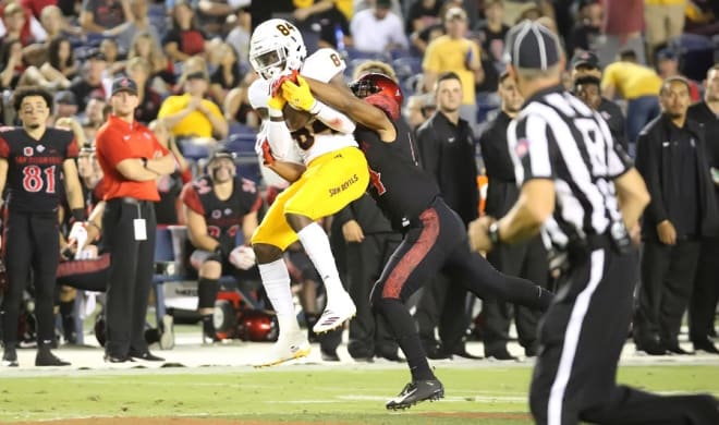 In the first half alone versus SDSU Darby caught four passes for 111 yards-tying his previous career-high for yardage