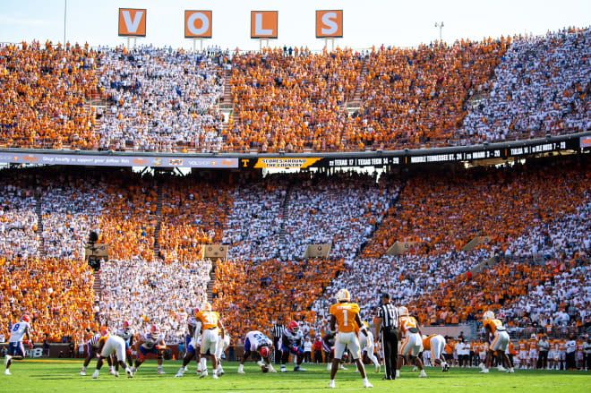 A sold-out Neyland Stadium provided the backdrop for Tennessee's 38-33 win over Florida in September 2022.