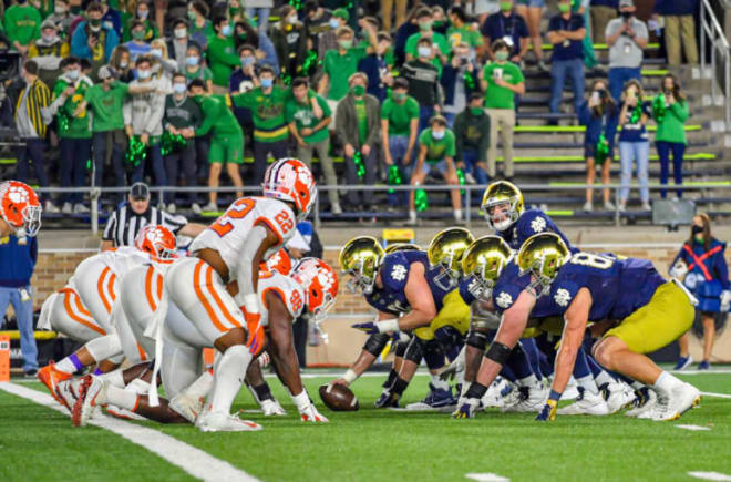 Notre Dame's 47-40 double-overtime win over Clemson on Nov. 7 was the most-watched game in college football this season.
