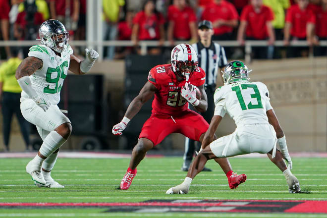Tahj Brooks rushed for 66 yards in the Red Raiders' loss to Oregon