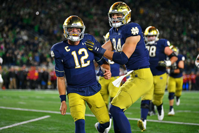 Ian Book scored a pair of big touchdowns for the Notre Dame Fighting Irish in a win against USC.