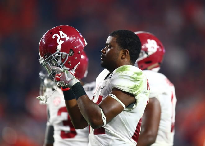 Former Alabama Crimson Tide defensive back Geno Matias-Smith (24) against the Clemson Tigers in the 2016 CFP National Championship at University of Phoenix Stadium. Mandatory Credit: Mark J. Rebilas-USA TODAY Sports