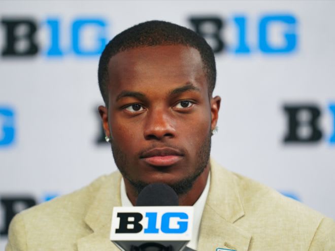 Michigan State wide fifth-year senior wide receiver Tre Mosley speaks at Big Ten Media Days on July 26