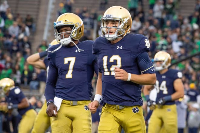 Could Brandon Wimbush and Ian Book be used in the same backfield more in the playoffs?