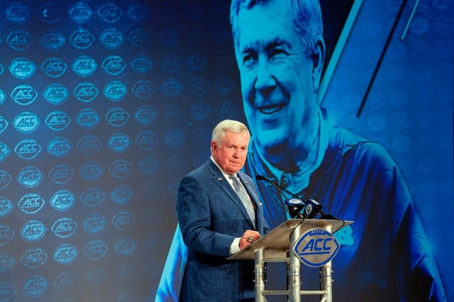 Brown during his press conference at the ACC Kickoff. 