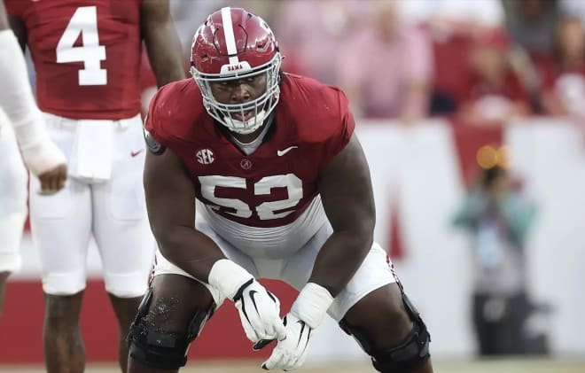 Alabama offensive lineman Tyler Booker. Photo | Alabama Athletics 