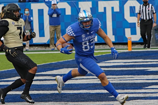 Justin Rigg scored on a touchdown pass in last year's game against Vanderbilt.