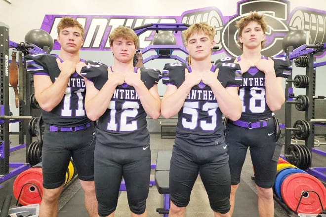Big game at Genevaon Friday, these guys will be there, Fillmore Central's (left to right) Kade Cooper (11), Luke Kimbrough (12), Jackson Turner (53), and Treven Stassines (18). 