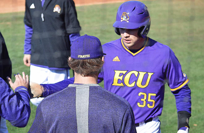 Bryson Worrell and East Carolina fall at Brooks Field in Wilmington to snap their seven game win streak..