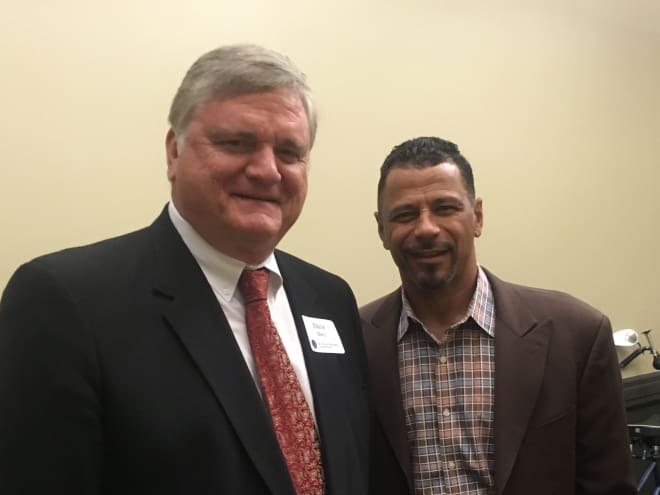 Dave Butz (left) and Rod Woodson are two of the best Boilermaker defenders in school history. They were in town this past Sunday for the National Football Foundation Dinner at Purdue Memorial Union.