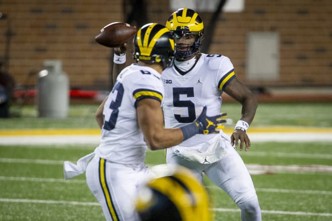 Michigan Wolverines football quarterback Joe Milton threw for one touchdown and ran for a score in the opener against Minnesota.