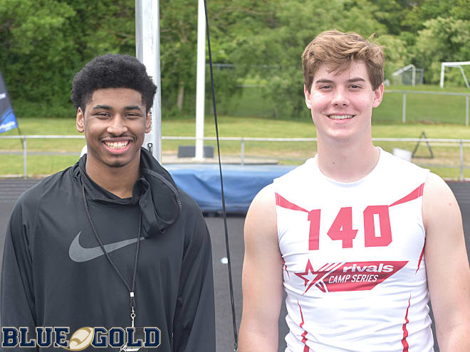 Notre Dame Fighting Irish football commits Jayden Bellamy and Steve Angeli of Oradell (N.J.) Bergen Catholic