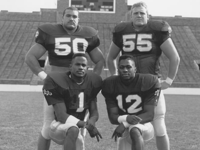 Chris Zorich (50), Mike Heldt (55), Todd Lyght (1) and Ricky Watters (12) were among the game-changers in the No. 1-ranked 1987 recruiting haul.
