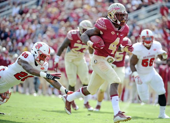 Dalvin Cook glides in for a touchdown against North Carolina State in 2015. 