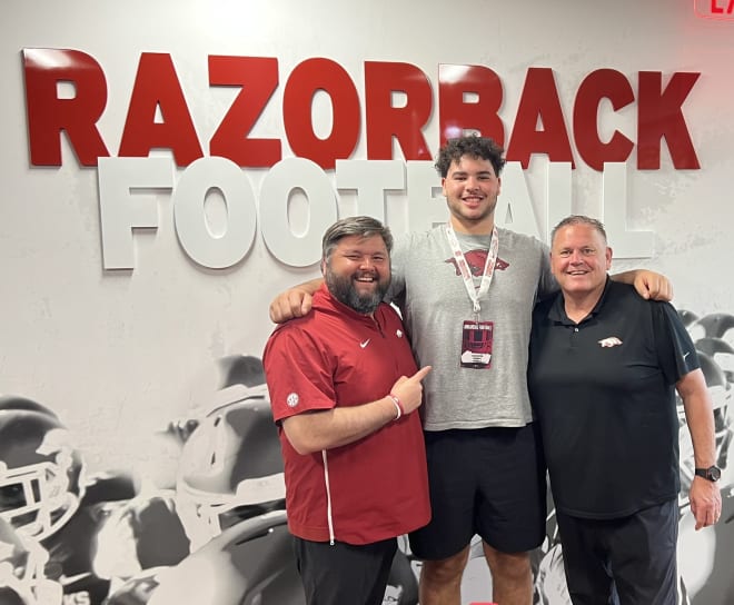 Fletcher Westphal, a four-star offensive tackle out of Leesburg, Virginia, was on Arkansas' campus this past weekend.