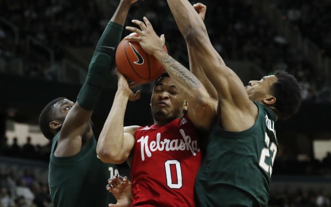 James Palmer Jr (0) scored 30 points but it wasn't enough for Nebraska to stay with a red-hot Michigan State team on Tuesday night.
