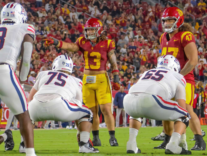 Mason Cobb directing the defense Saturday night.