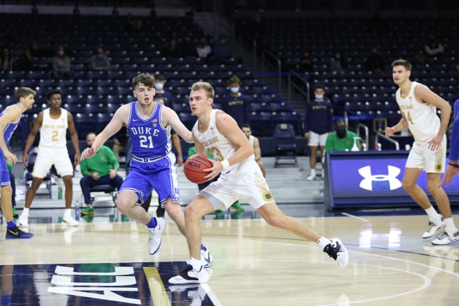 Notre Dame Fighting Irish basketball guard Dane Goodwin versus Duke