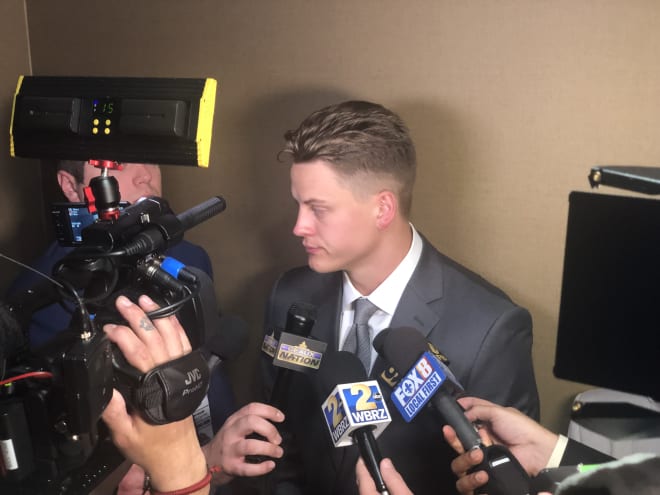 LSU quarterback Joe Burrow was a hit on Monday on the first day of the 35th annual SEC Football Media Days in Birmingham