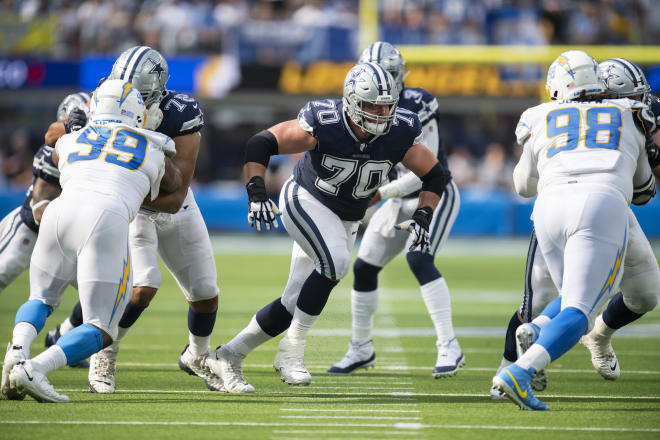 Former Notre Dame Fighting Irish football and current Dallas Cowboys offensive lineman Zack Martin