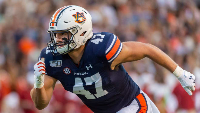 John Samuel Shenker (47) runs a route during the 2019 Iron Bowl.