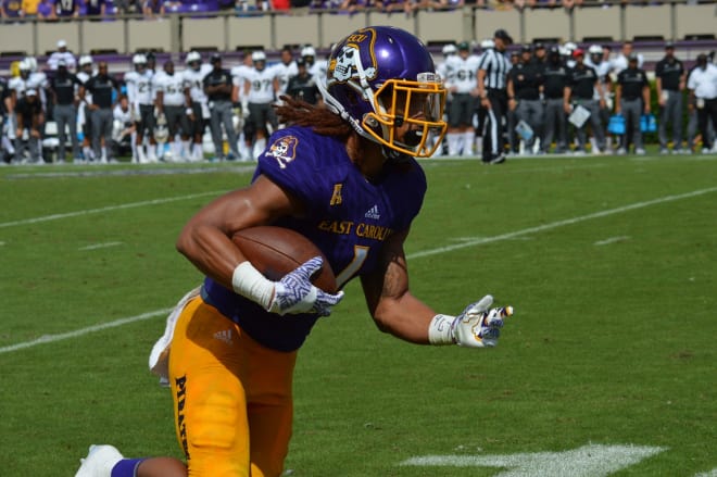 ECU wide receiver Deondre Farrier has proved to be an asset to the Pirate offense this season.