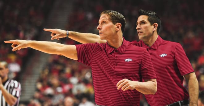 Eric Musselman and Gus Argenal, the newest Razorback assistant coach.
