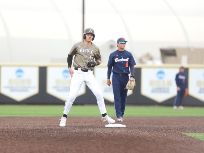 Infielder Sam Ruta (#13) on base