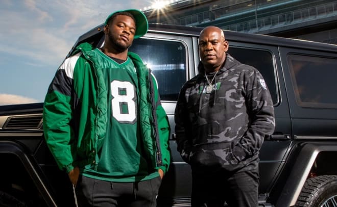 Samson Okunlola and Mel Tucker, photographed during Okunlola's official visit to Michigan State last weekend. 