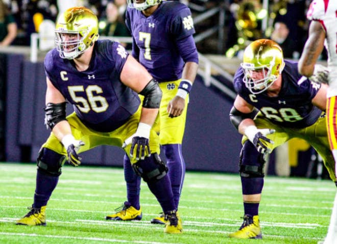Guard Quenton Nelson (56) made the rare "unanimous" All-America list, while Mike McGlinchey (68) barely missed.