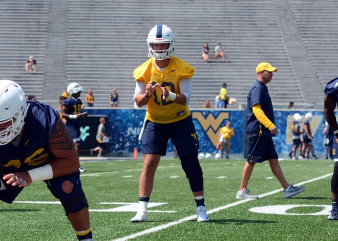 Austin Kendall is one of several competing for the starting quarterback job with the West Virginia Mountaineers football team