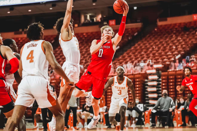 Texas Tech guard Mac McClung goes up for a layup in the first half against the Texas Longhorns.