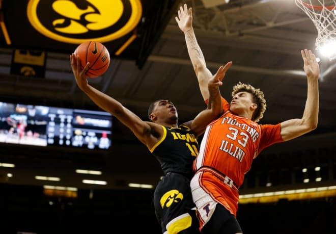 Tony Perkins had a double-double in the loss to Illinois.  (Photo: Hawkeyesports.com)