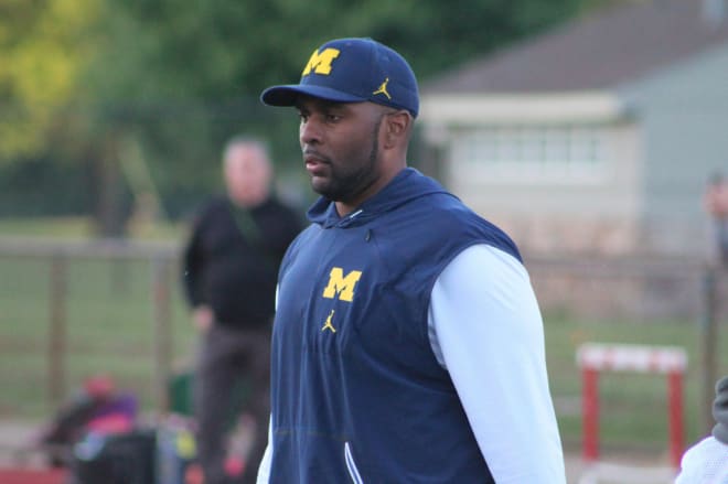 Michigan tight ends coach Sherrone Moore is in his first season with the Wolverines. 
