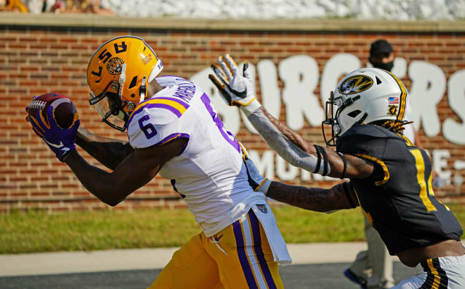 Terrace Marshall catching a pass against Missouri.
