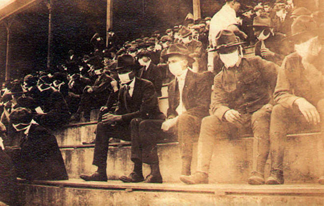 In 1918 Georgia Tech fans attended games where protective masks during the middle of the Spanish Flu outbreak that took over 675,000 American lives. 
