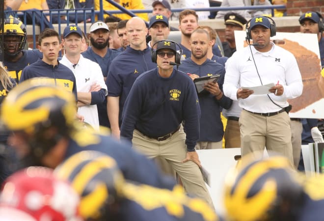 Michigan Wolverines head football coach Jim Harbaugh has posted a 41-15 record during his time at Michigan.