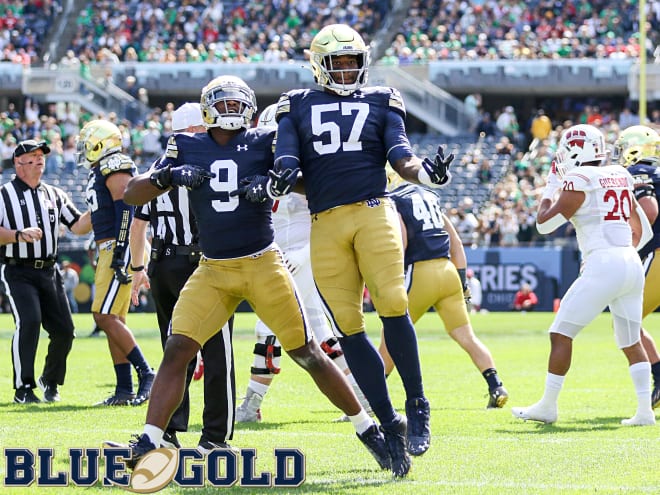 Notre Dame Fighting Irish football senior defensive linemen Jayson and Justin Ademilola