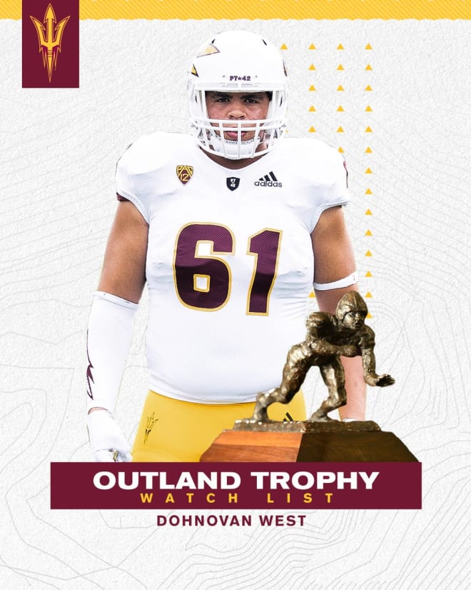 West was recognized in the preseason as one of the 85 best FBS interior linemen (Dohnovan West Twitter photo)