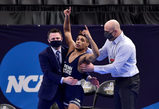Roman Bravo-Young won an NCAA wrestling championship at 133 pounds in 2021. 