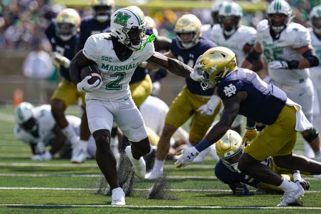 Former Marshall wide receiver/kick returner Jayden Harrison is ready to find a role at Notre Dame.