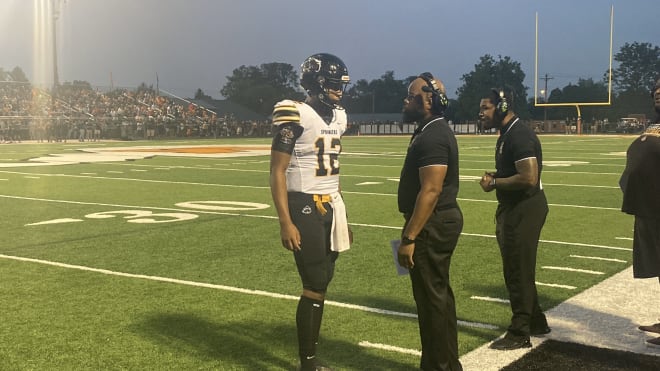 Highland Springs Head Coach Loren Johnson and QB Khristian Martin 