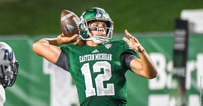 Tyler Wiegers will likely start for Eastern Michigan but the Eagles play multiple quarterbacks.