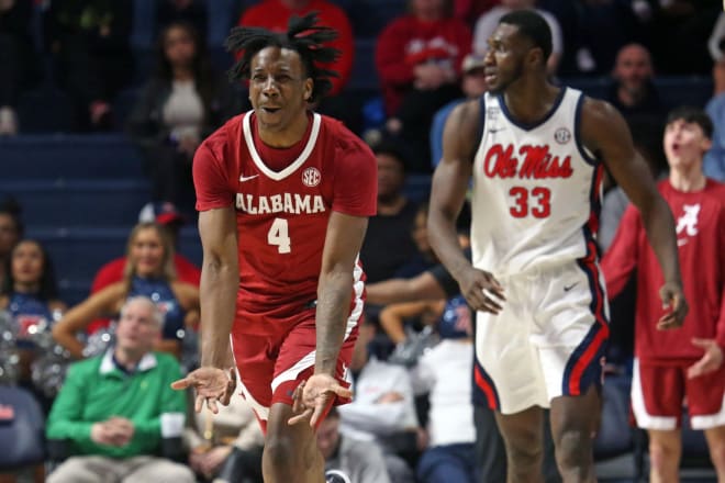 Davin Cosby Jr. celebrates after making a 3-pointer against Ole Miss this past season. 