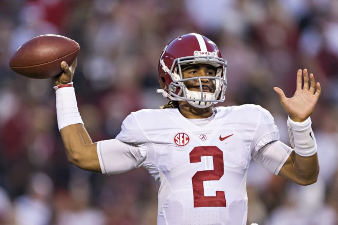 As a freshmen last season, Alabama Quarterback Jalen Hurts accounted for 2,780-yards passing, 954-yards rushing, and 36 touchdowns | Photo by Getty